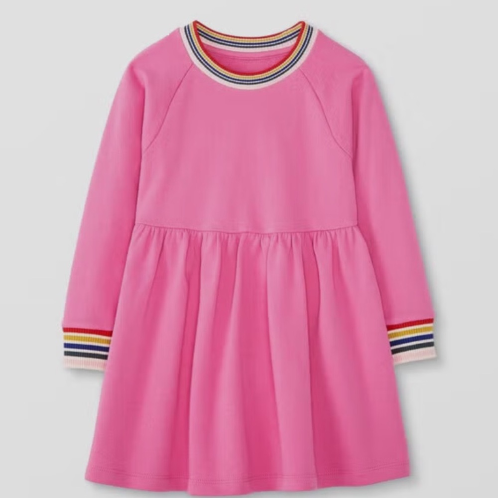 NEW Hanna Andrerson Rainbow Cuff Print Knit Dress In French Terry 3T